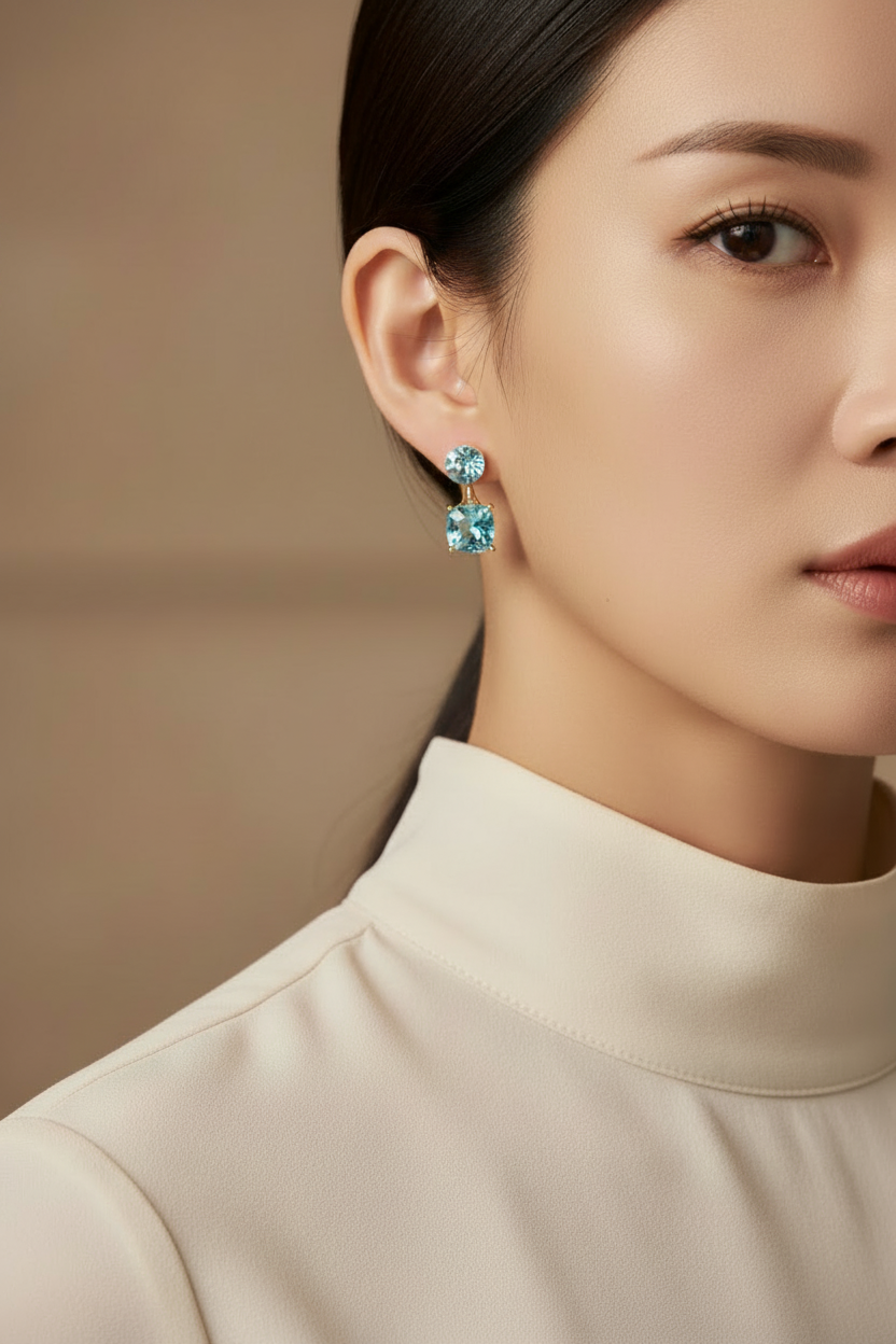 Aqua Stone Drop Earrings