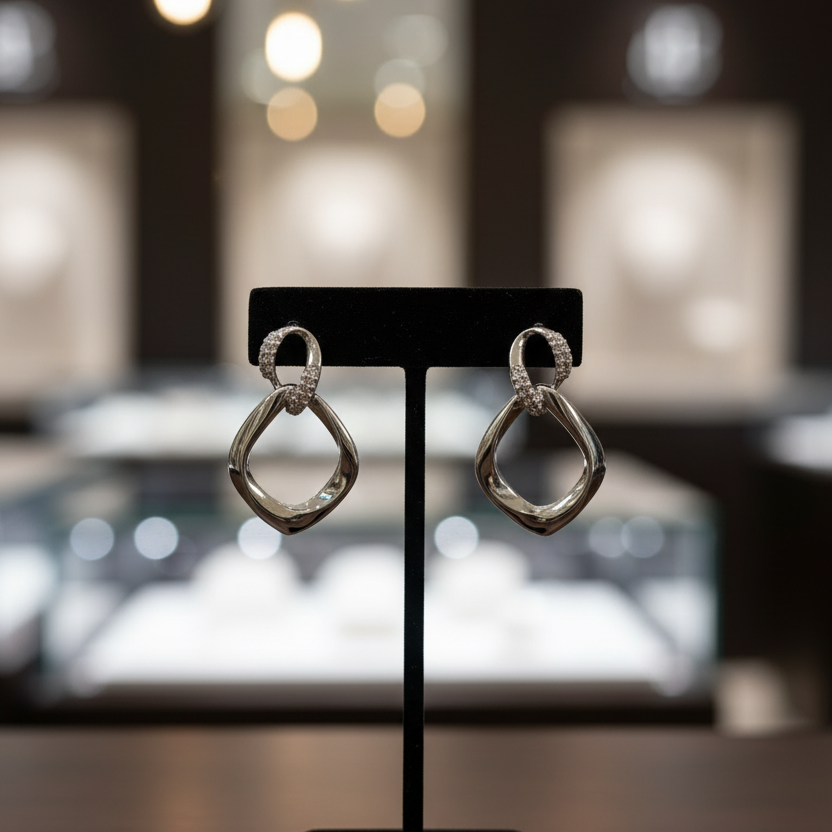 Silver Infinity Drop Earrings