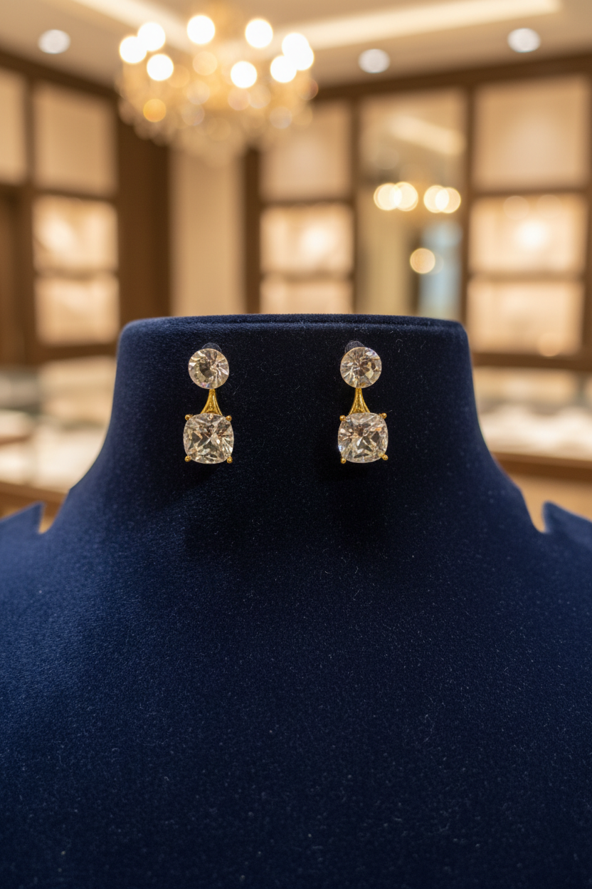 White-Tone Stone Drop Earrings
