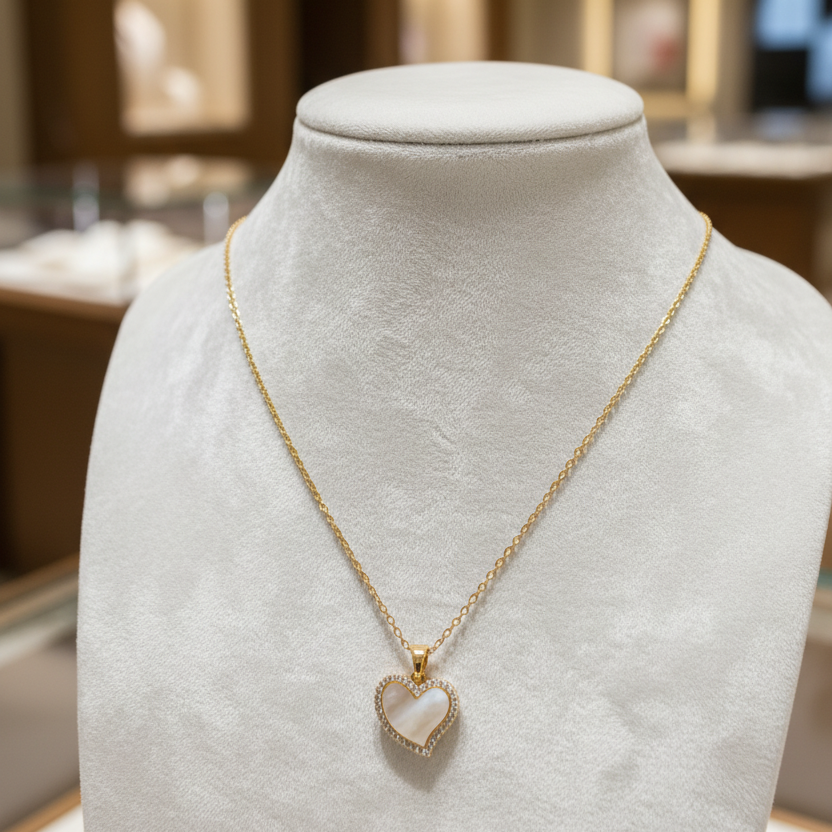 Gold Ivory Heart Necklace