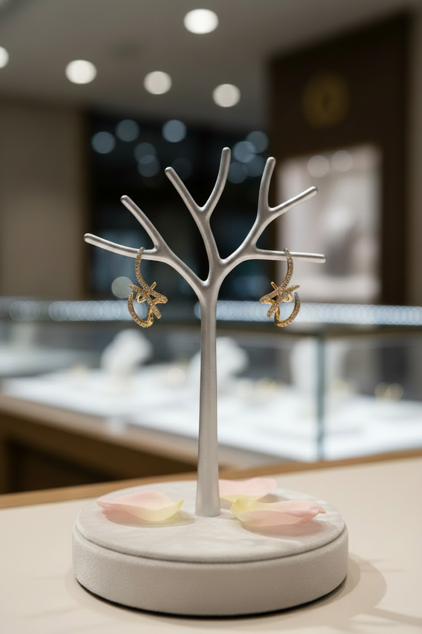Rose Gold Diamond Infinity Curve Earrings