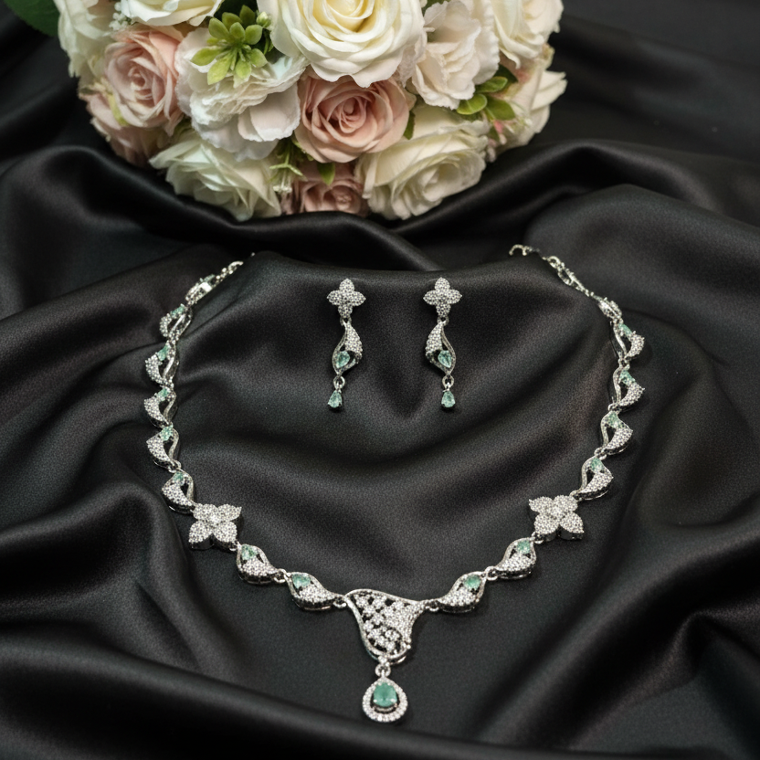 Aqua Floral Cascade Set