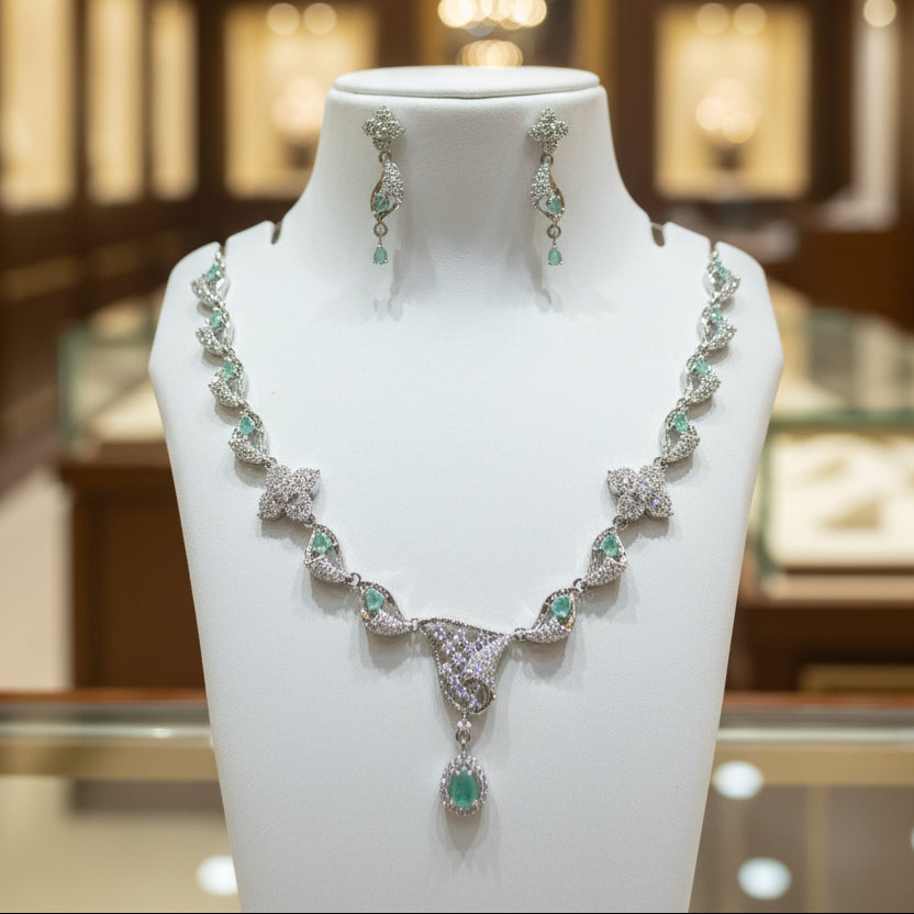 Aqua Floral Cascade Set