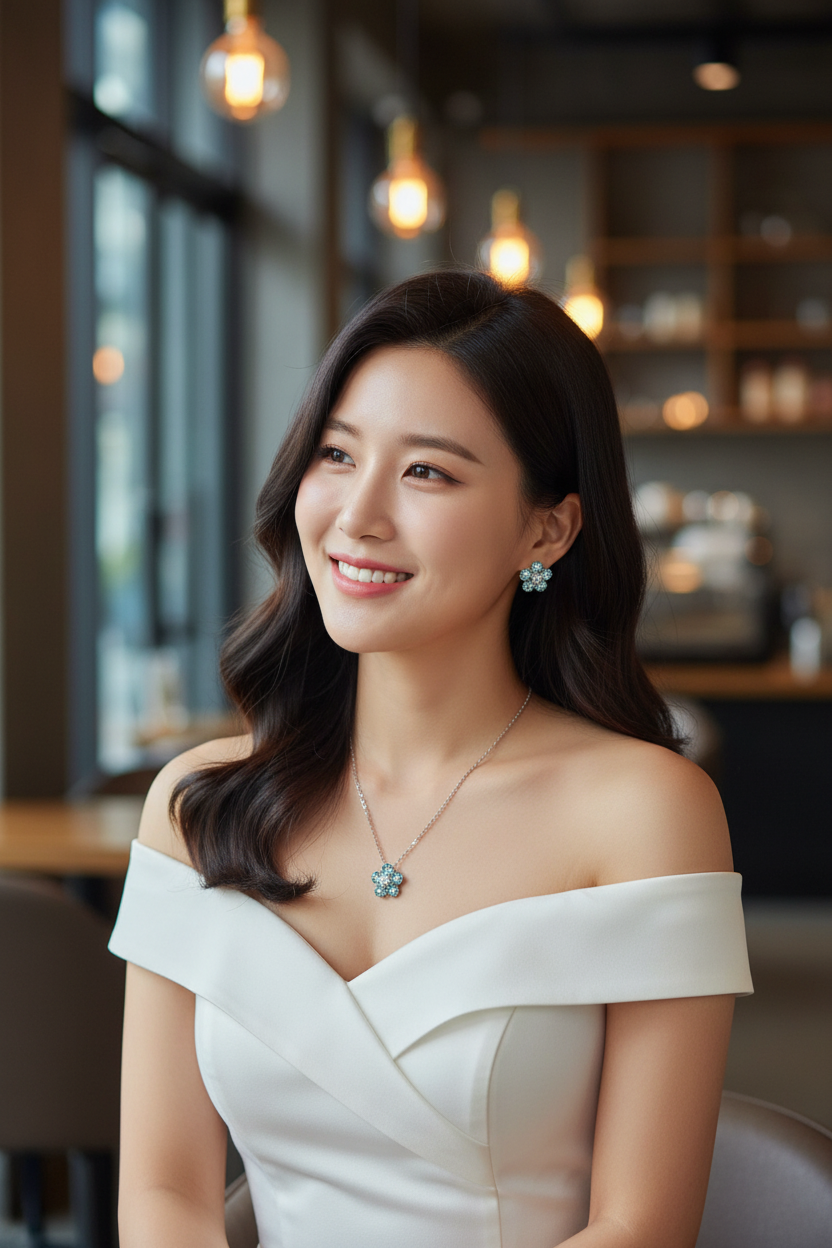 Silver Aqua Blue Pendant & Earrings Set