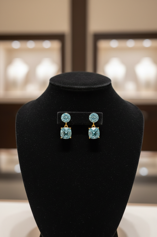 Aqua Stone Drop Earrings