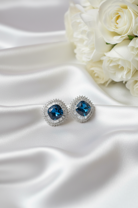 Blue Crystal Diamond Studs