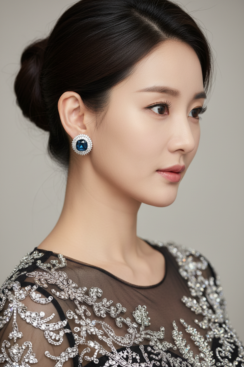Blue Crystal Diamond Studs