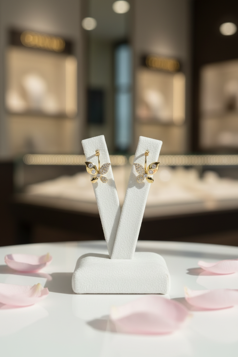Gold Butterfly Hoops