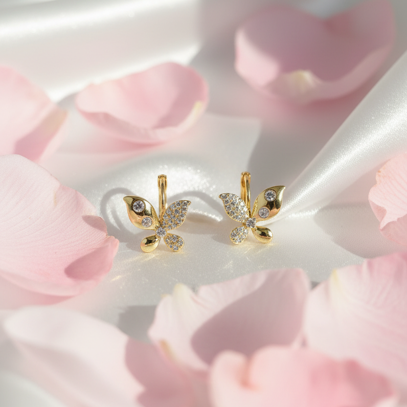 Gold Butterfly Hoops