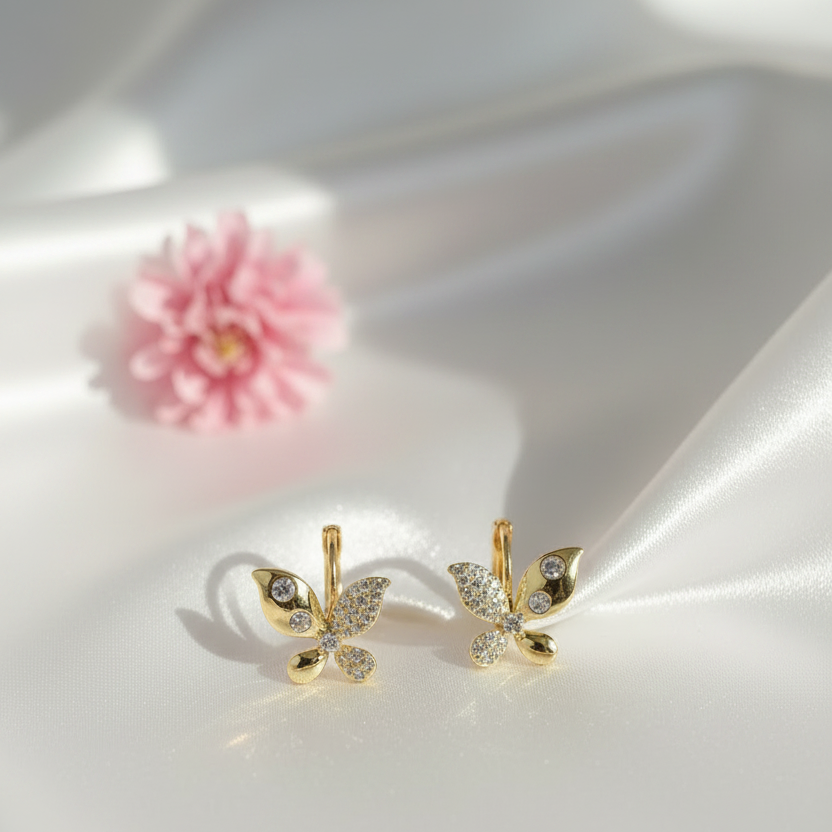 Gold Butterfly Hoops