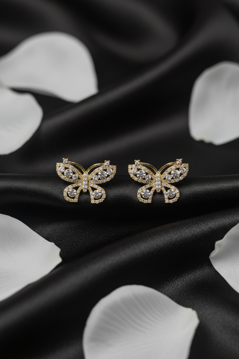 Gold Butterfly Sparkle Earrings