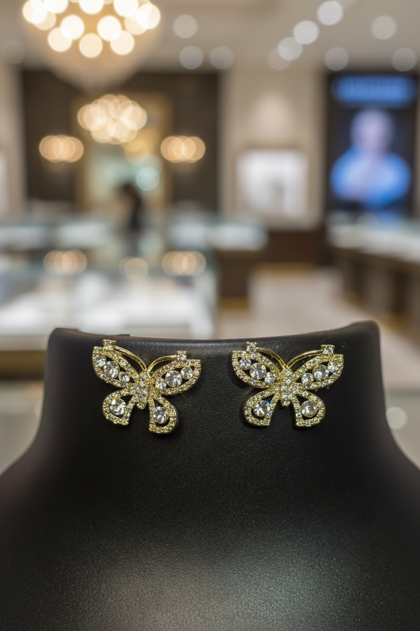 Gold Butterfly Sparkle Earrings