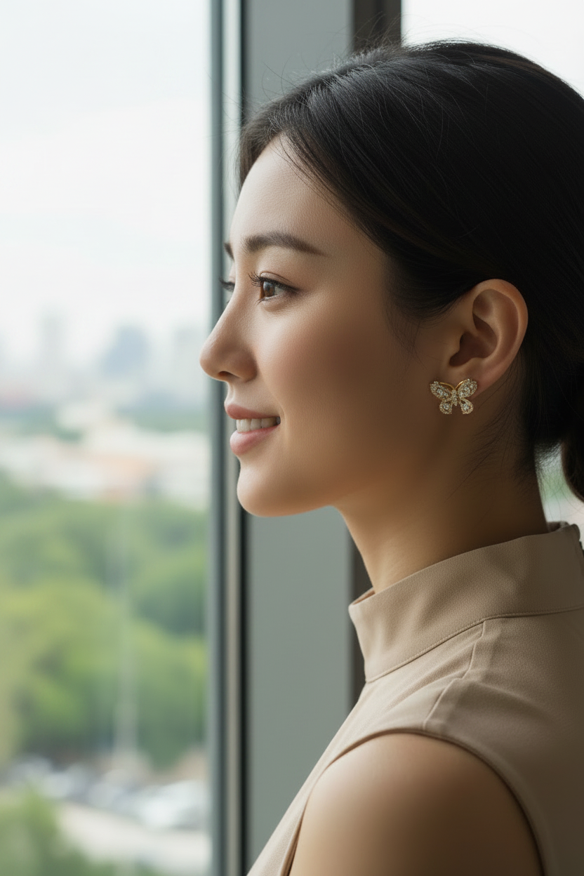 Gold Butterfly Sparkle Earrings