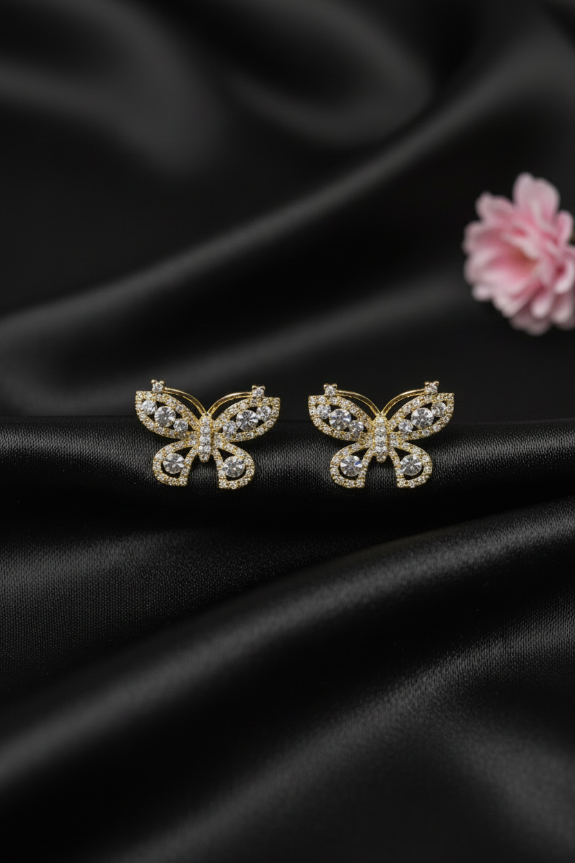 Gold Butterfly Sparkle Earrings