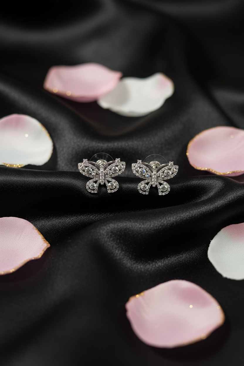 Silver Butterfly Sparkle Earrings
