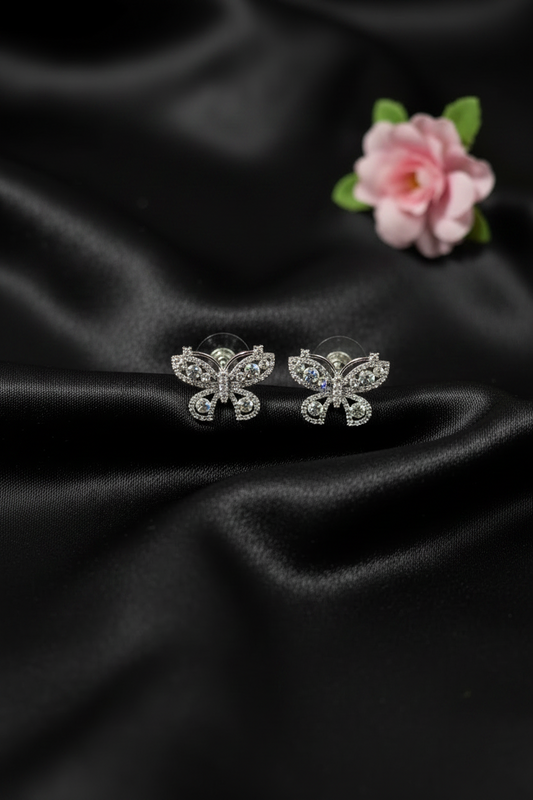 Silver Butterfly Sparkle Earrings