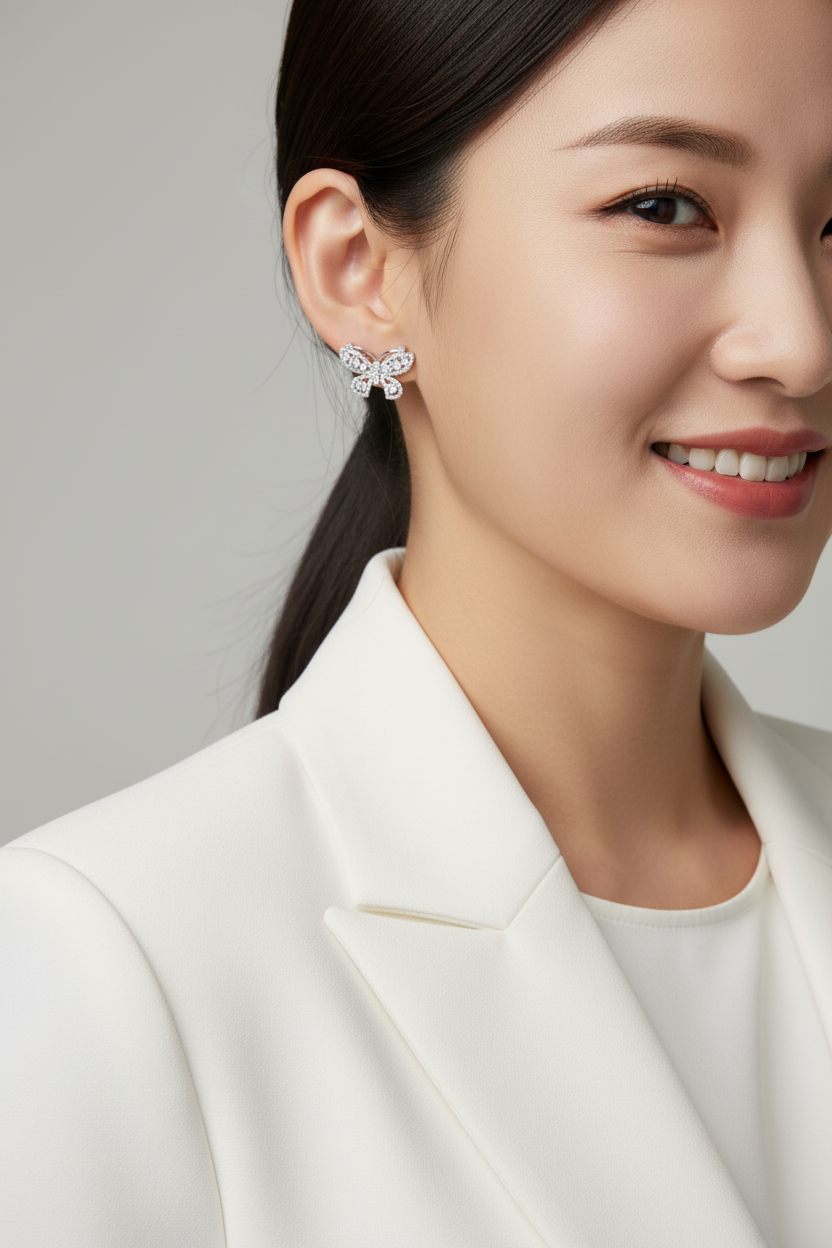 Silver Butterfly Sparkle Earrings