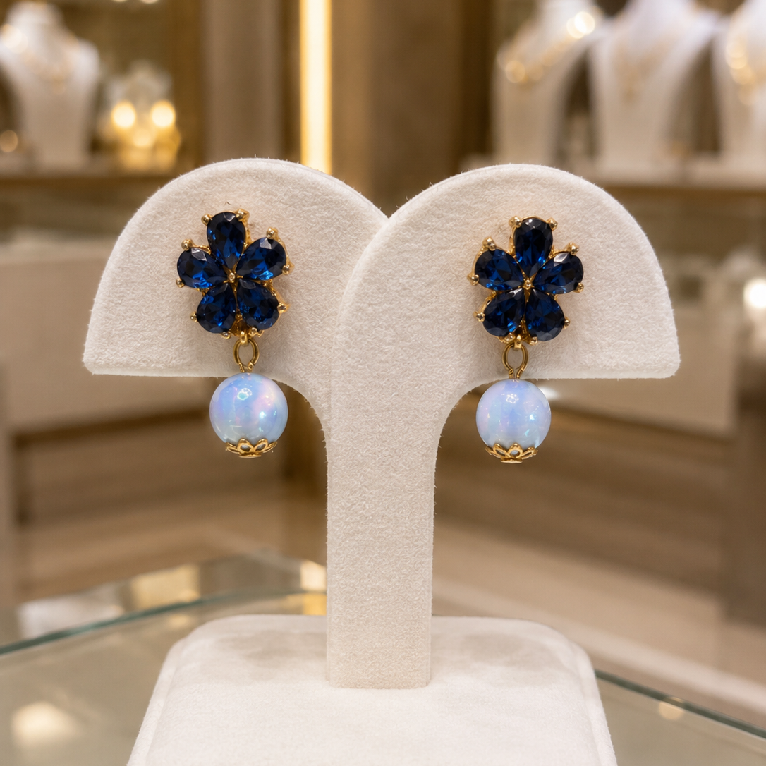 Pearl Blue Flower Necklace