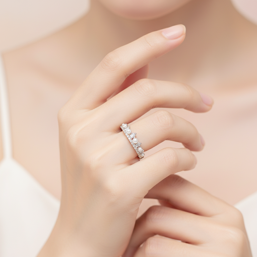 Silver Princess Crown Adjustable Ring