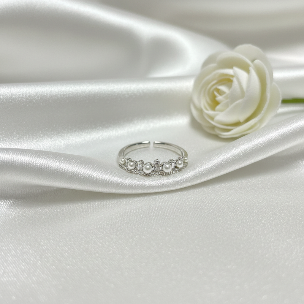 Silver Princess Crown Adjustable Ring