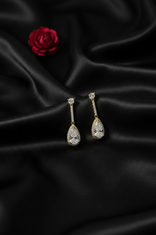 White Stone Drop Earrings