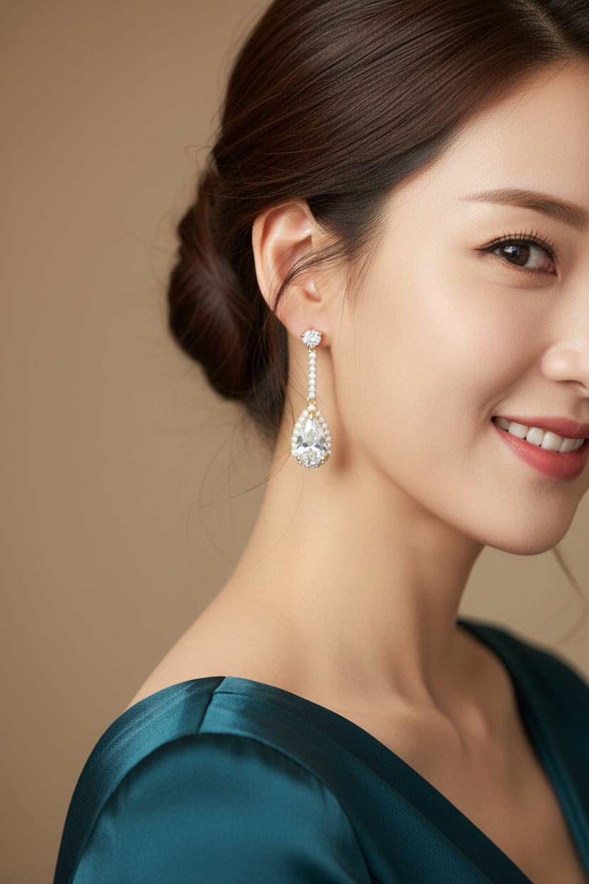 White Stone Drop Earrings