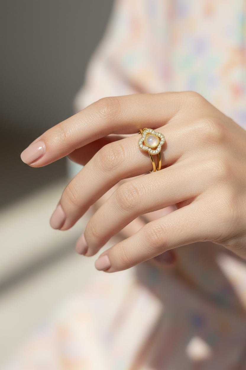 Golden Flower Adjustable Ring