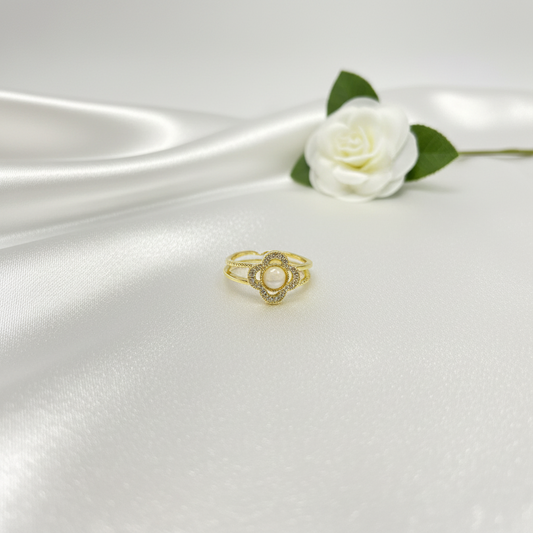 Golden Flower Adjustable Ring