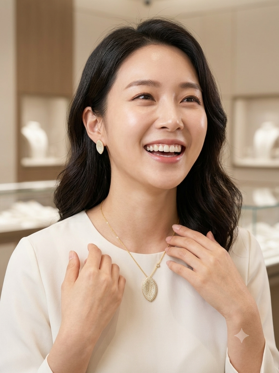 Gold Diamond Elongated Leaf Necklace Set
