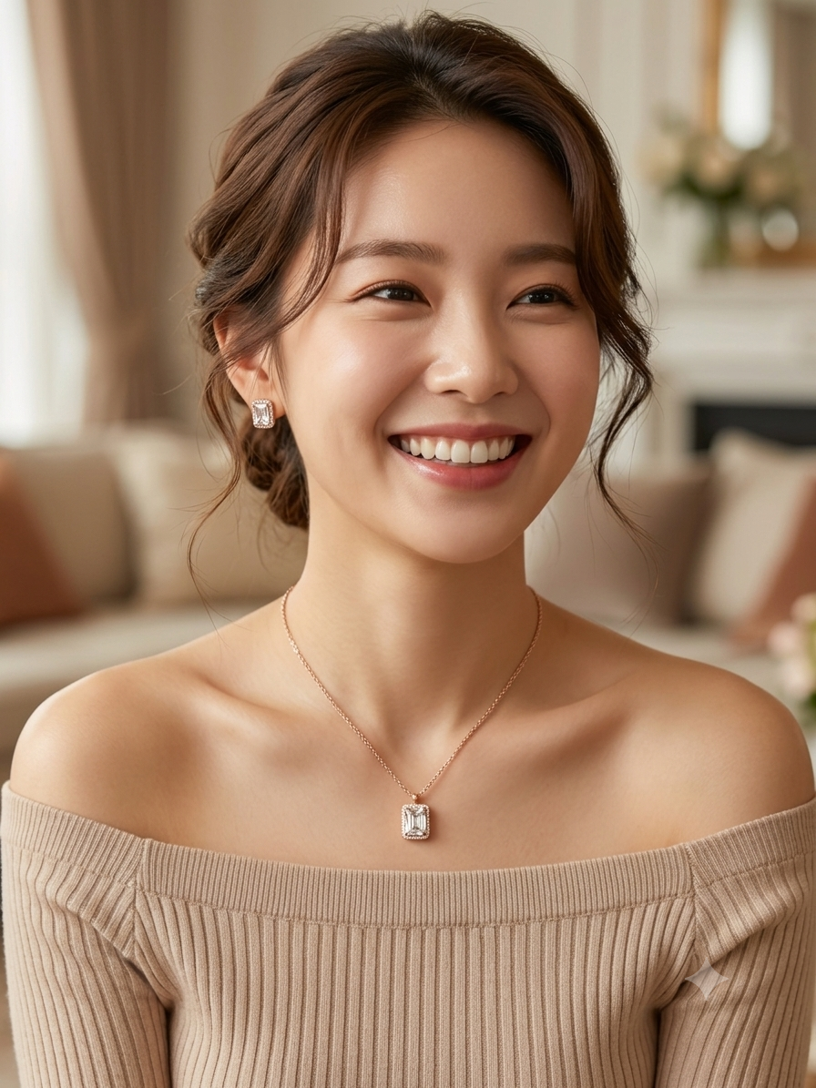 Gold Emerald-Cut Cubic Stone Jewelry Set