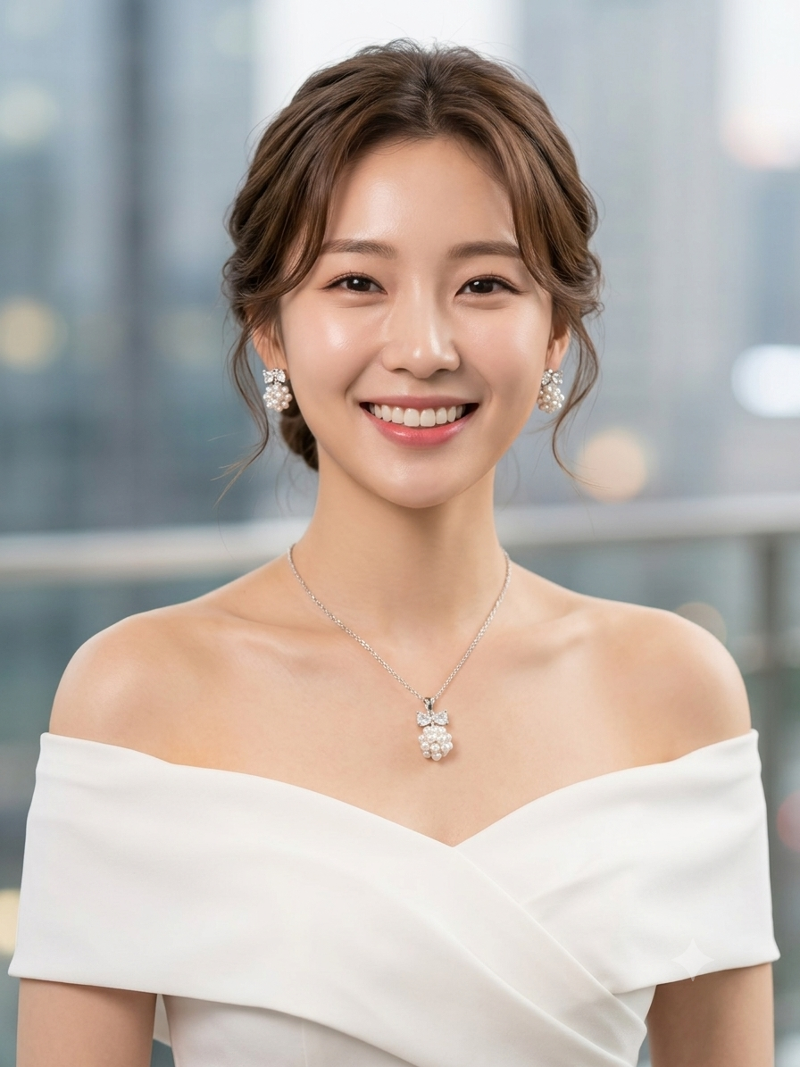 Silver Pearl Cluster with Bow Accents Necklace and Earrings Set