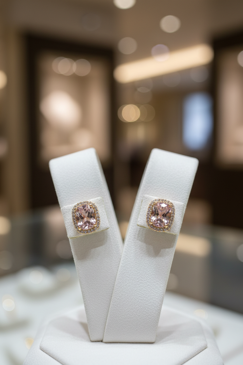 Shimmer Pink Stone Earrings