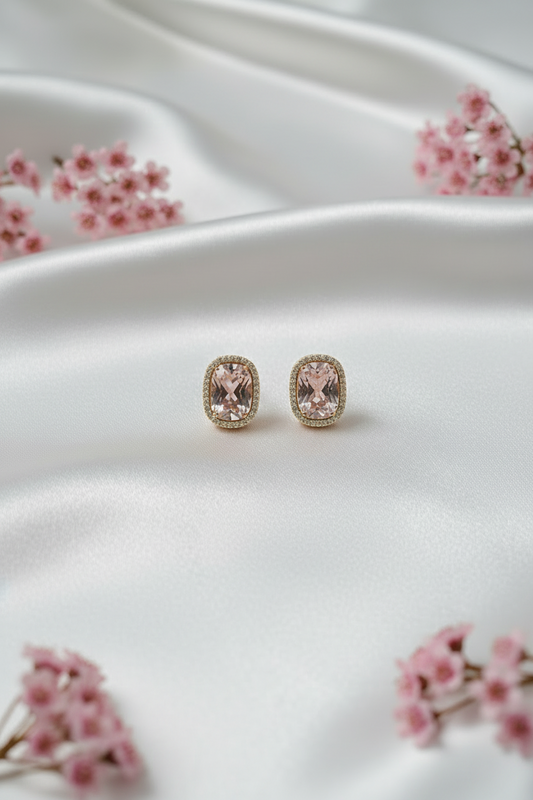 Shimmer Pink Stone Earrings