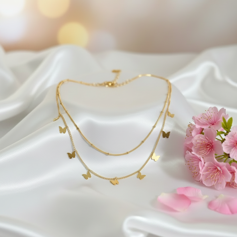 Gold Butterfly Layered Chain