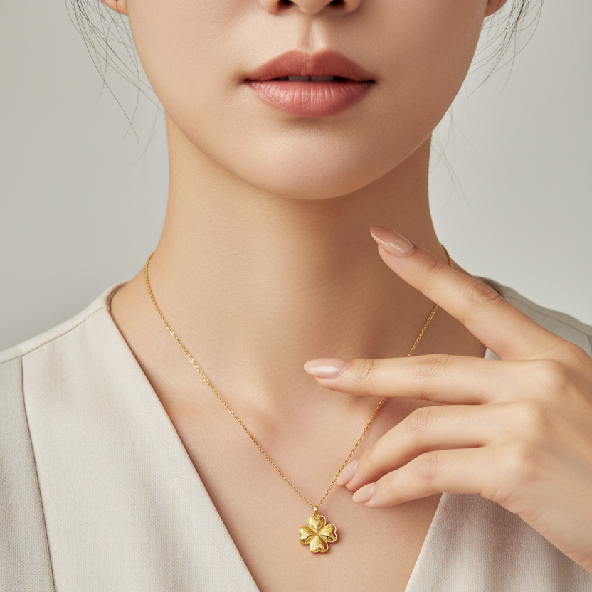 Gold Four Petal Flower Chain