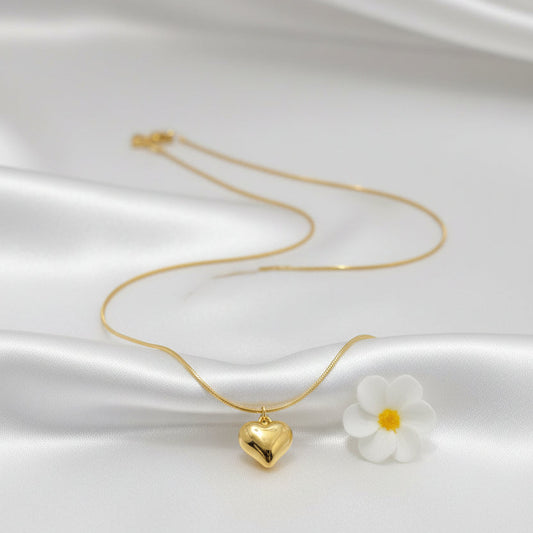 Gold Plated 3D Heart Chain