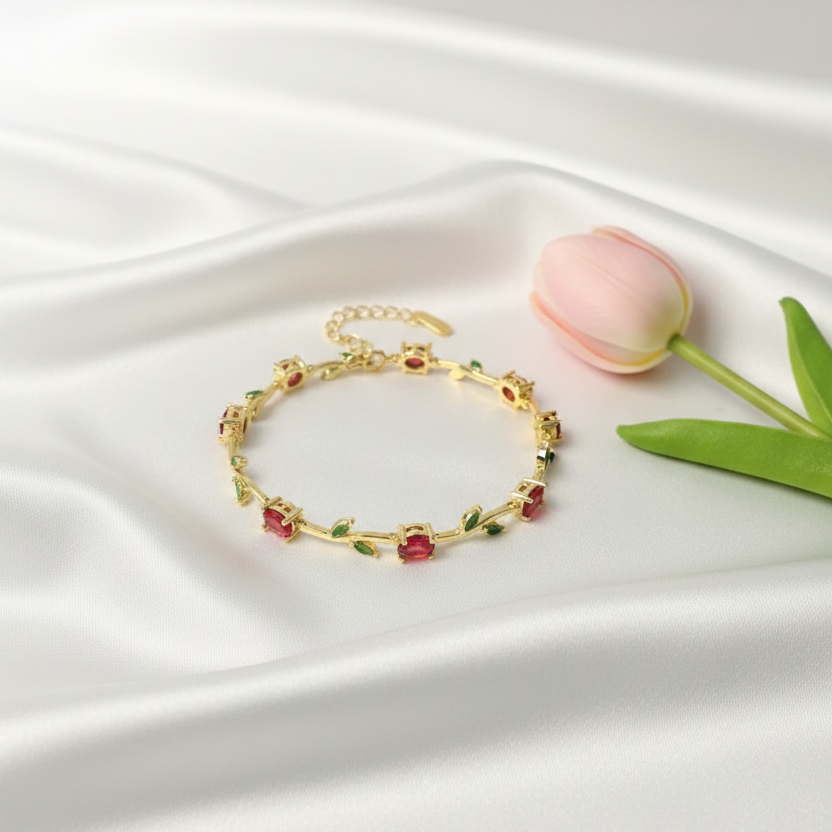 Tulip Bracelet - Wine & Green