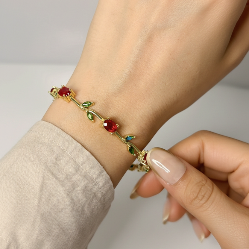 Tulip Bracelet - Wine & Green