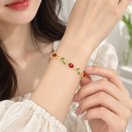 Tulip Bracelet - Wine & Green