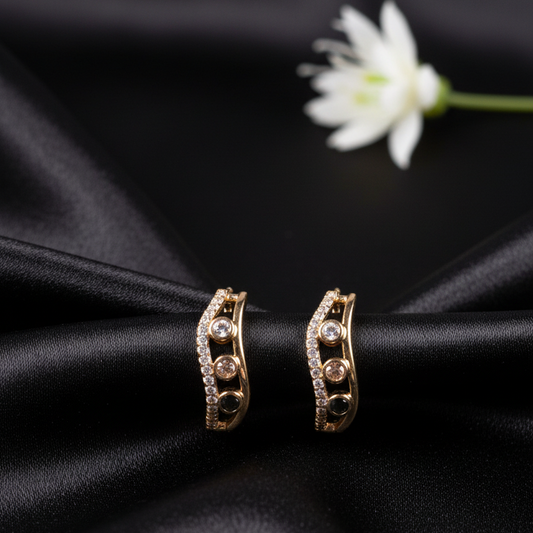 Golden Diamond Wavy Hoops