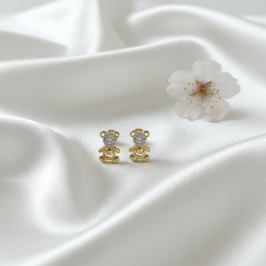 Golden Diamond Teddy Hoops