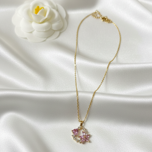 Golden Pink Flower Chain