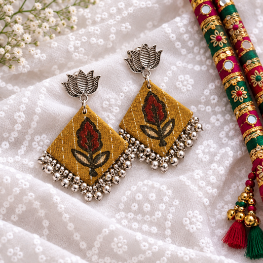 Handmade Ghungroo Earrings - Green