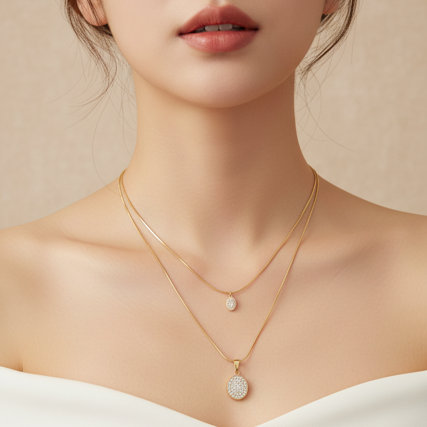 Gold Oval Layered Chain