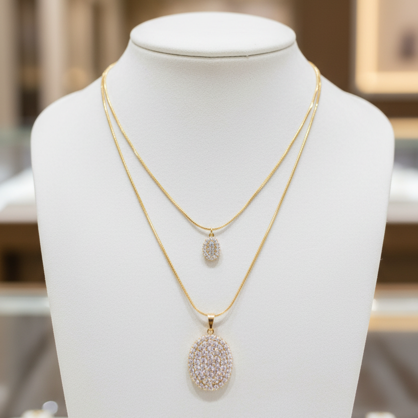 Gold Oval Layered Chain
