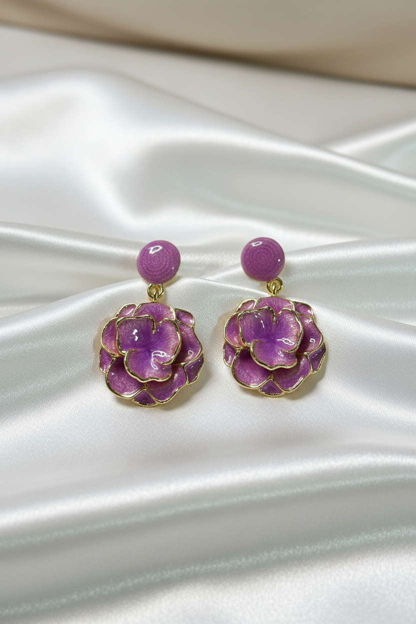 Lavender Rose Earrings