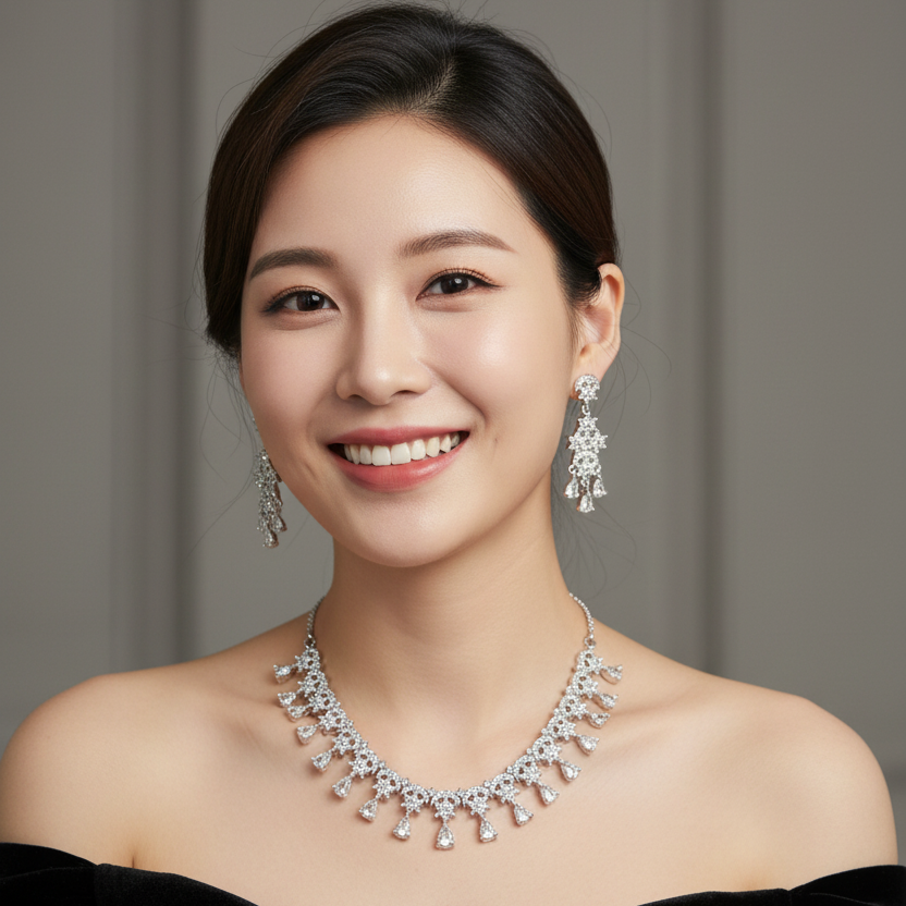 Silver Blossom Choker Set