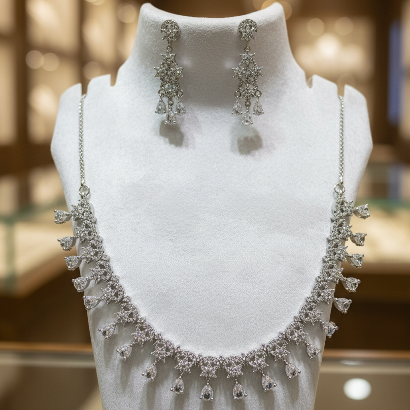 Silver Blossom Choker Set