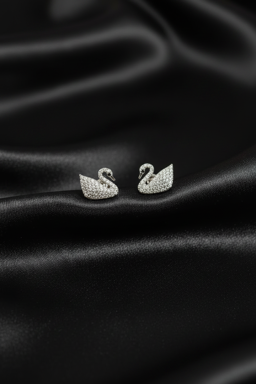 Crystal Swan CZ Studs
