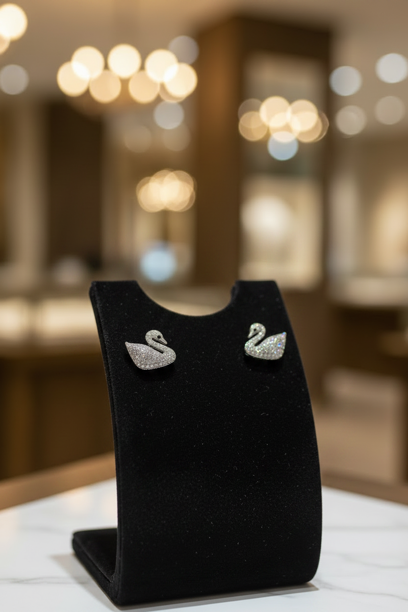 Crystal Swan CZ Studs
